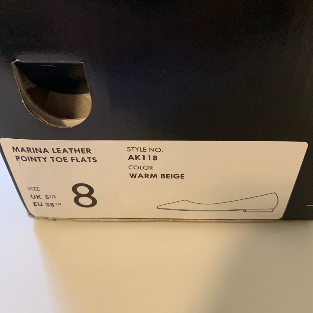J. Crew Marina Leather Pointy Toe Flats Warm Beige Size 8 BNIB - Picture 8 of 8